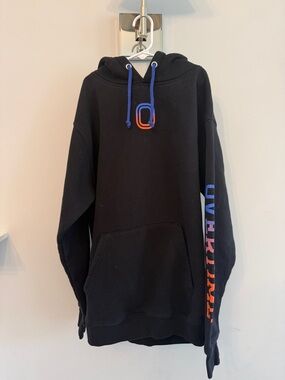 Overtime Black Hoodie with Blue & Orange Accents
